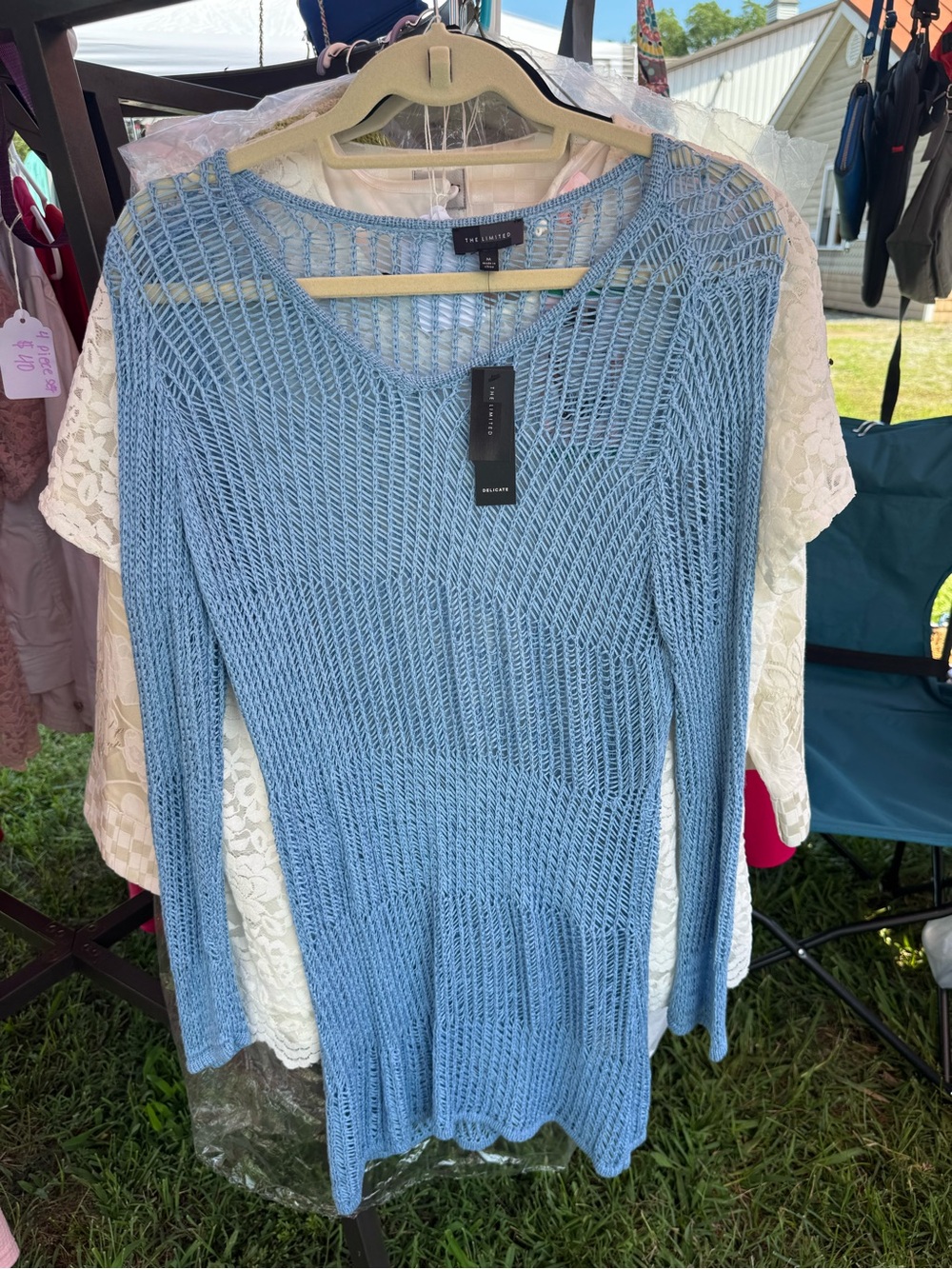 The Limited Light Blue Open-Knit Top